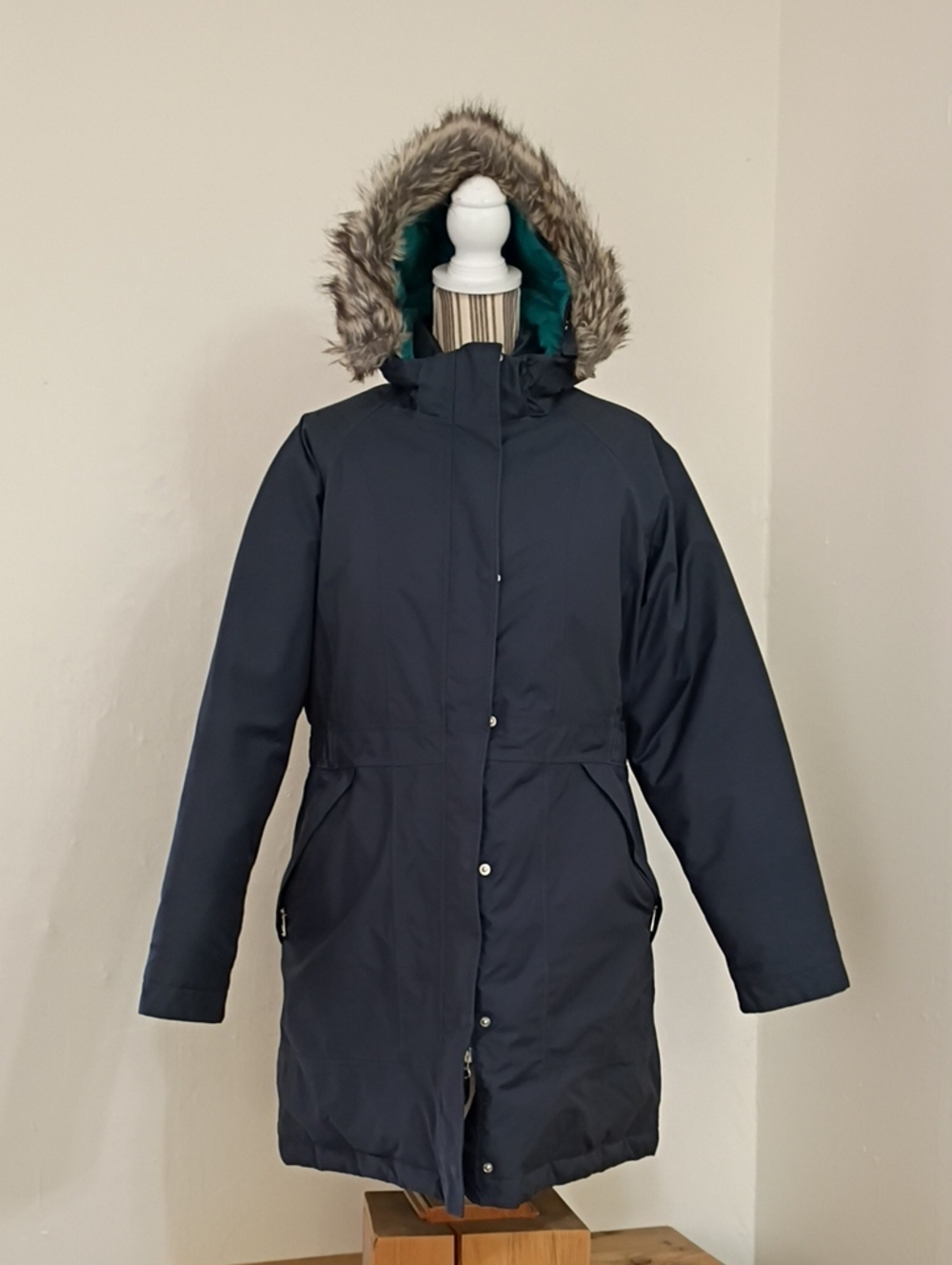 The North Face Navy Women's Hyvent Arctic Hooded Parka Removable Hood Size XL